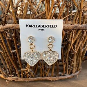 NWT Karl Lagerfeld Sparkling Heart Earrings